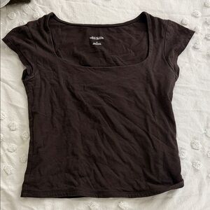 wild fable Scoop Neck Short Sleeve Crop Top — Black